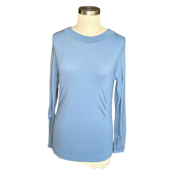 ATHLETA Blue Long Sleeve Foresthill Ascent Top Women's Size Medium Wool Blend - Picture 1 of 8